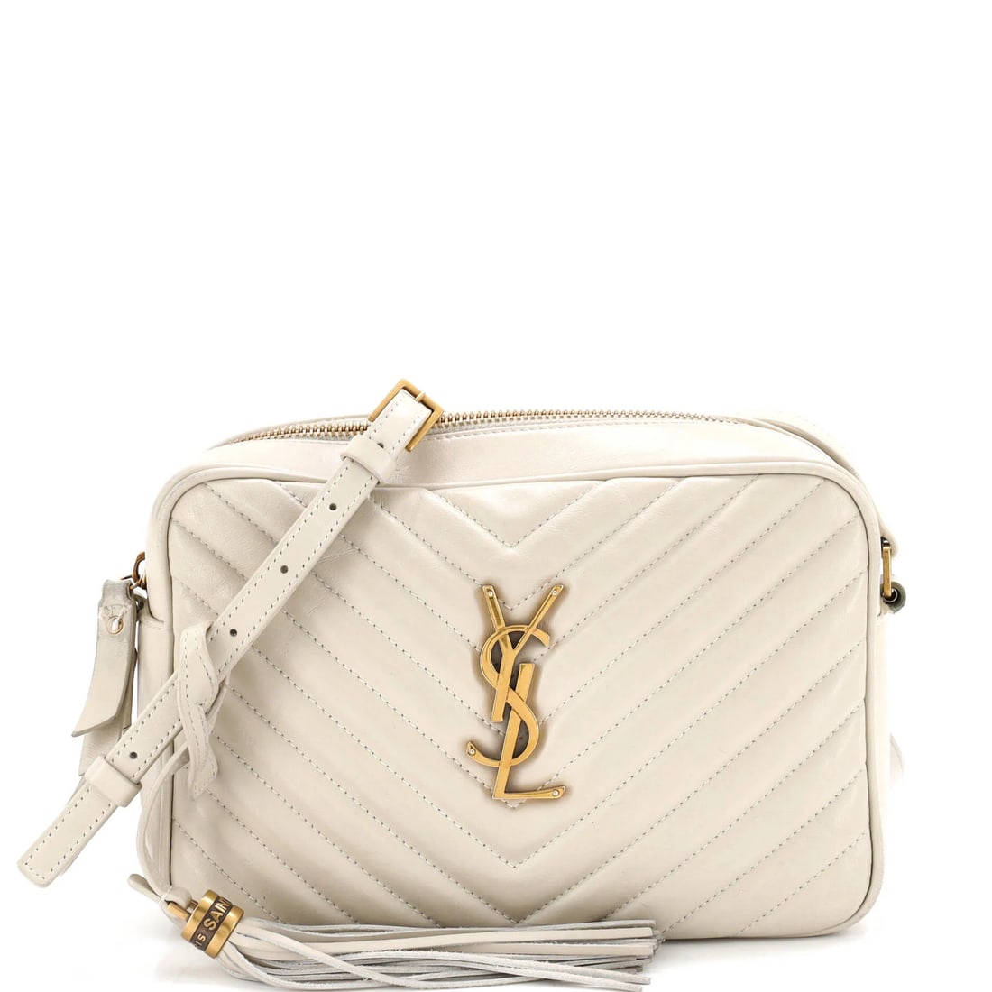 Small Saint Laurent Matelasse Leather Chevron Camera Bag: Small Saint Laurent Matelasse Leather Chevron Camera Bag A chic and versatile accessory for the modern photographer, this Small Saint Laurent Matelasse Leather Chevron Camera Bag is a stylish addition