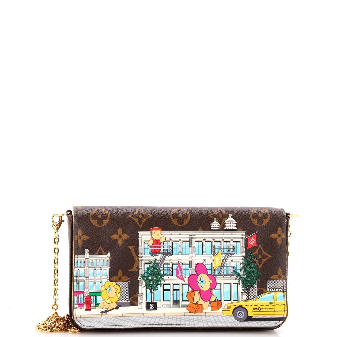 Louis Vuitton canvas pochette with limited edition felicie monogram vivienne xmas. (1 of 6)