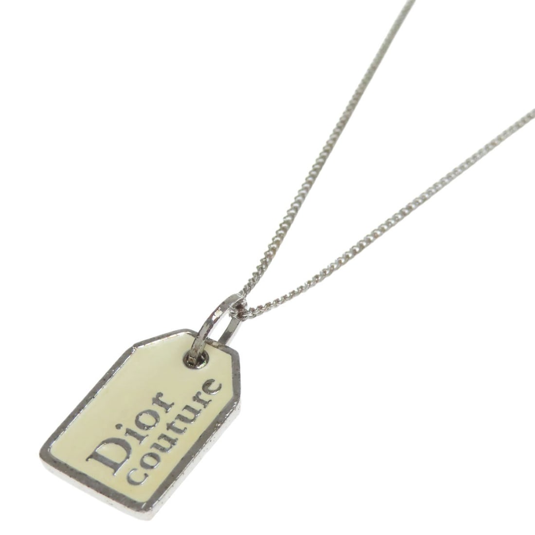 CHRISTIAN DIOR with logo Necklace Metal: CHRISTIAN DIOR with logo Necklace Metal Elevate your style with the iconic Christian Dior logo necklace, crafted from sleek silver metal that adds a touch of luxury to any outfit. This timeless piece