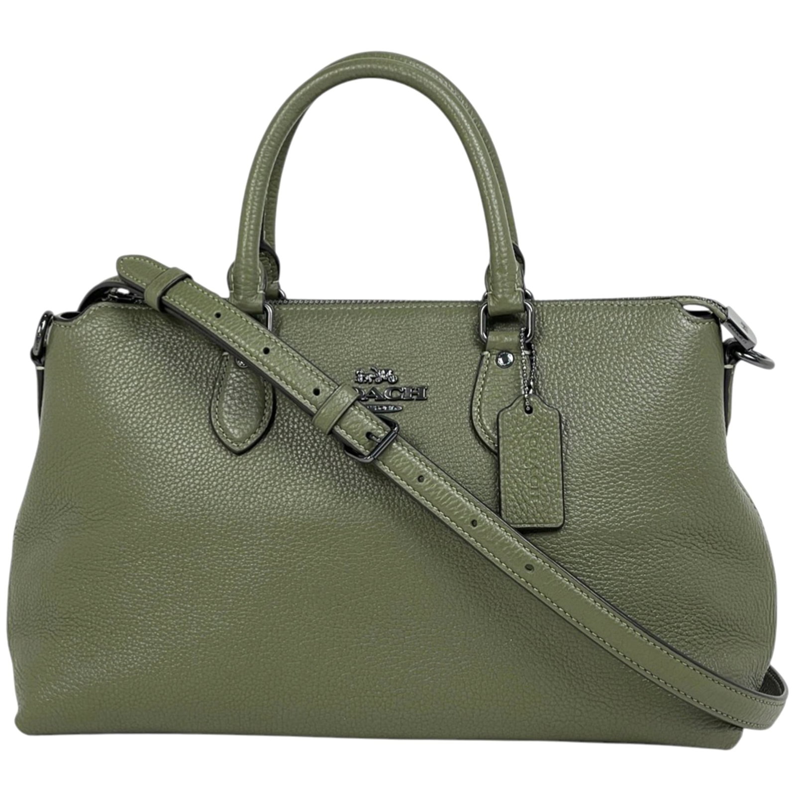 Coach leather shoulder bag.: Coach leather shoulder bag. A pre-owned Coach leather shoulder bag in a beautiful green hue, offering a stylish and versatile accessory for everyday use. With its classic design and premium leather