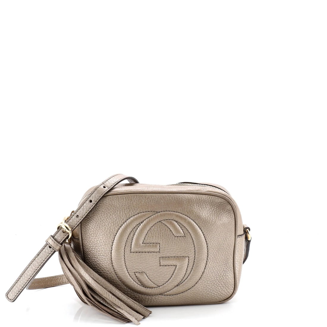 Gucci leather small crossbody disco soho bag: Gucci leather small crossbody disco soho bag Elevate your night out with the iconic Gucci Soho Disco Crossbody Bag, boasting sleek gold hardware and neutral interior that adds a touch of