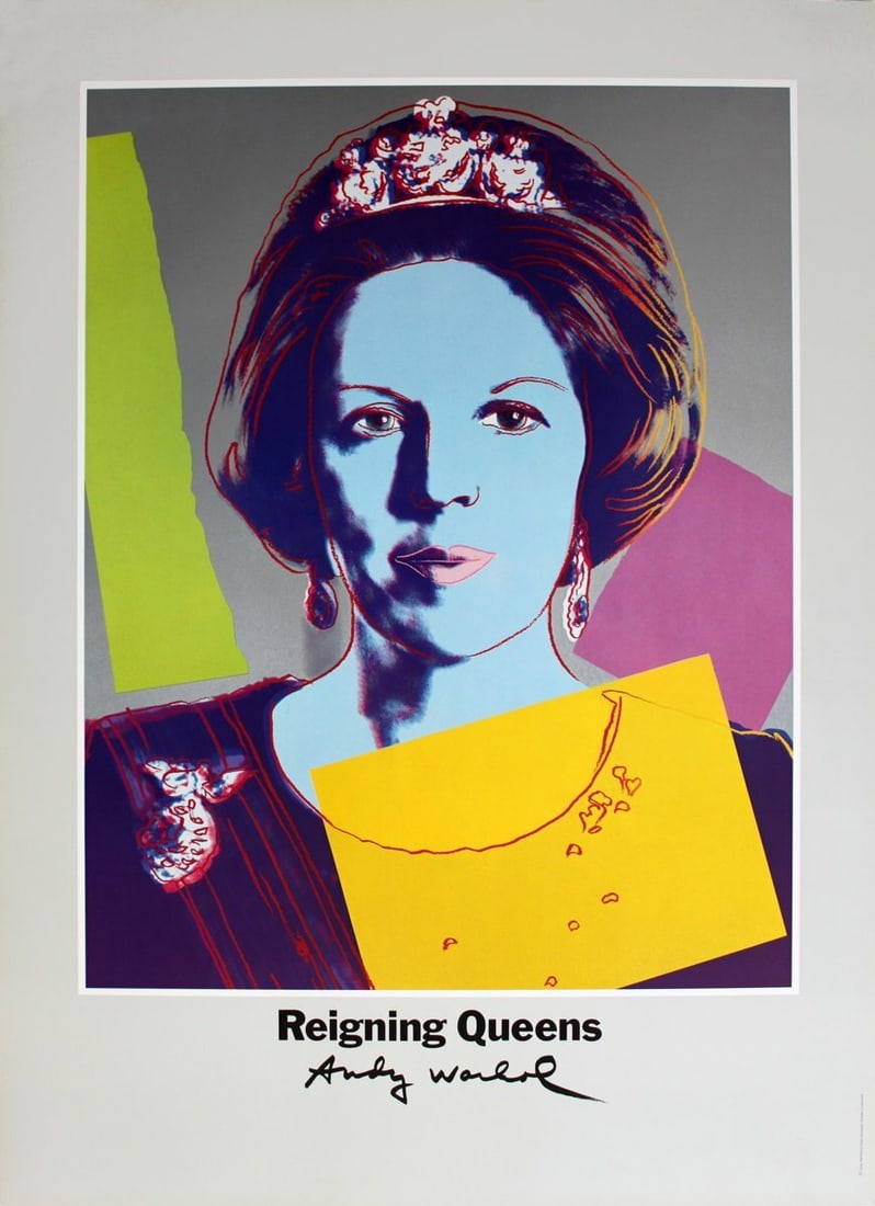 Andy Warhol Queen Reigning 32.25" x 23.5 Netherlands: Andy Warhol Queen Reigning 32.25" x 23.5 Netherlands Own a piece of art history with Andy Warhol's iconic offset lithograph, Queen Beatrix of the Netherlands from his 1986 series 'Reigning Queens'.