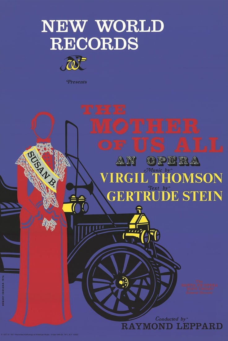 ROBERT INDIANA The Mother of Us All Opera 36" x 24" Serigraph 1977 Pop Art Red (1 of 1)