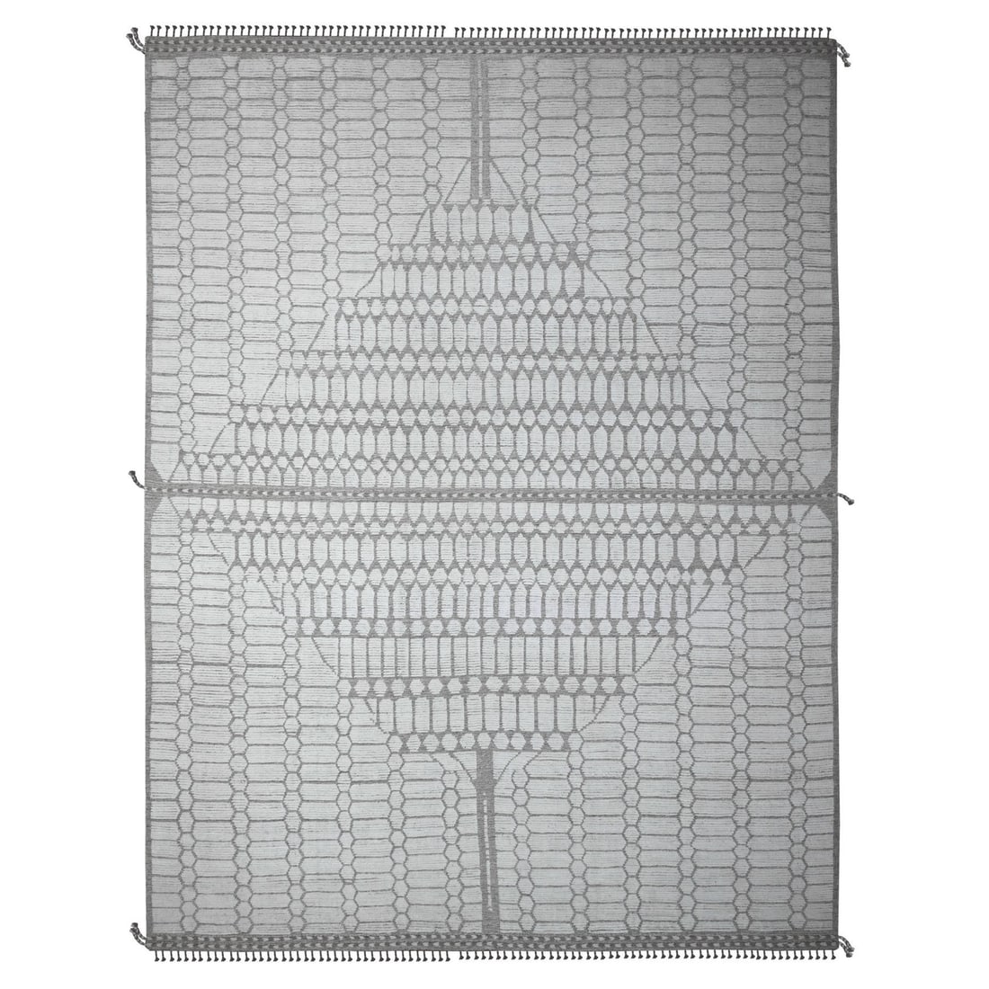 11'9"x15'8" Eider White Wool Moroccan Hand Knotted Oversized Oriental Rug: 11'9"x15'8" Eider White Wool Moroccan Hand Knotted Oversized Oriental Rug Experience the timeless beauty of Moroccan craftsmanship with this stunning 11'9"x15'8" Eider White Wool Hand-Knotted