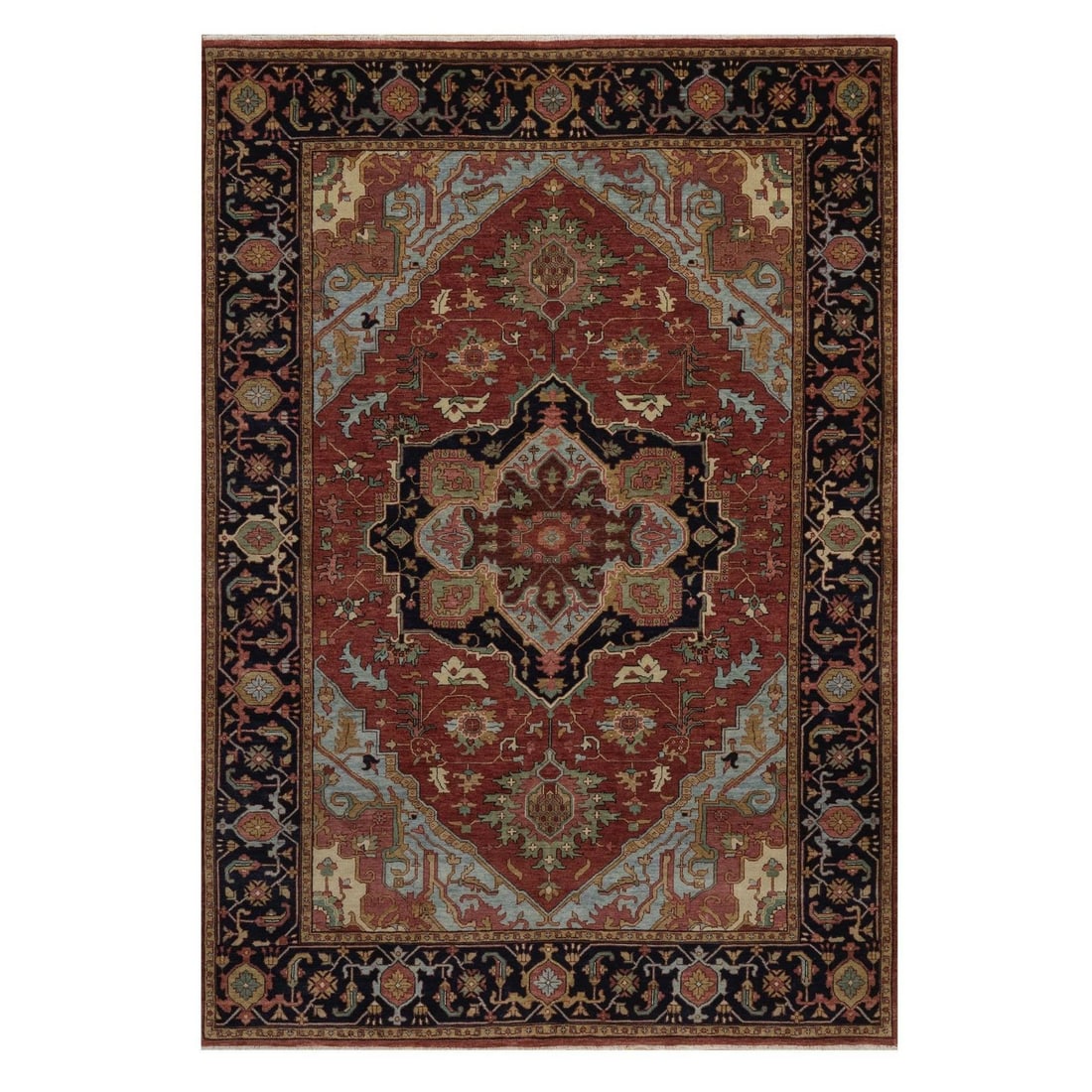 Hand Knotted Rug 6'1"x9' Red Pure Wool Antiqued Fine Heris Re-Creation (1 of 11)
