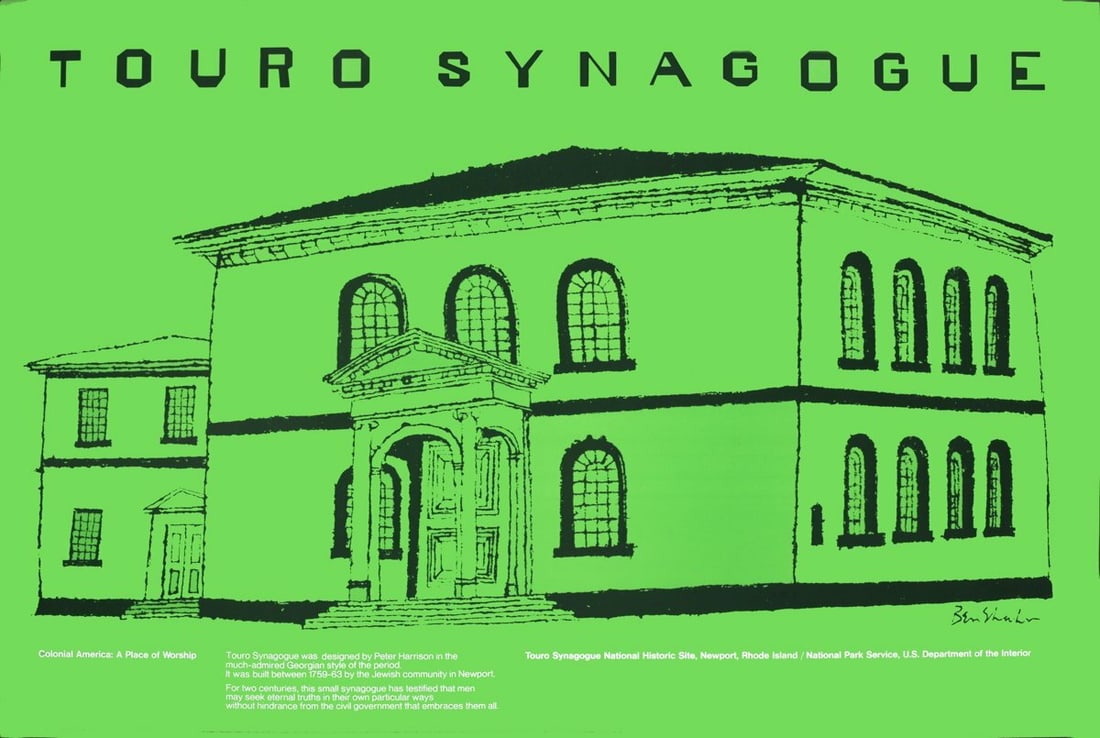 Green 1974 Modernism 28" x 42" Poster for Touro Synagogue by Ben Shahn (1 of 1)