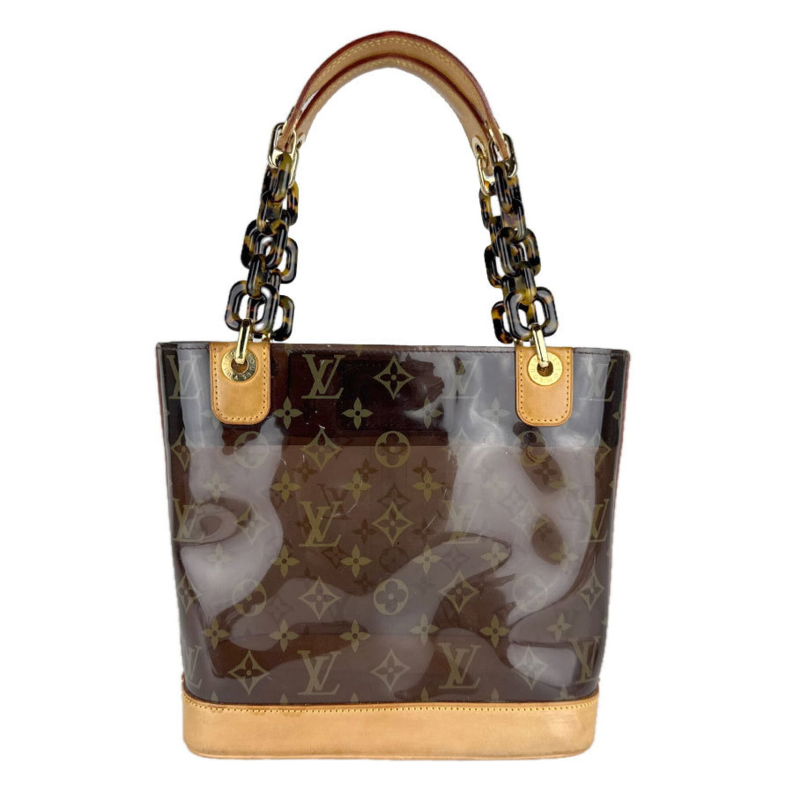 Louis Vuitton leather pouch with monogram and pvc.: Louis Vuitton leather pouch with monogram and pvc. A timeless piece from the iconic Louis Vuitton collection, this monogrammed leather pouch boasts a sleek design and premium materials, including