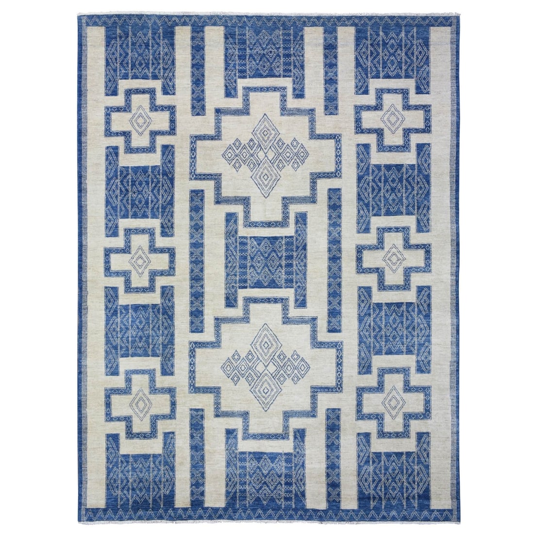 8'10"x11'8" Ivory Hand Knotted Fine Peshawar Soft Organic Wool Rug (1 of 12)