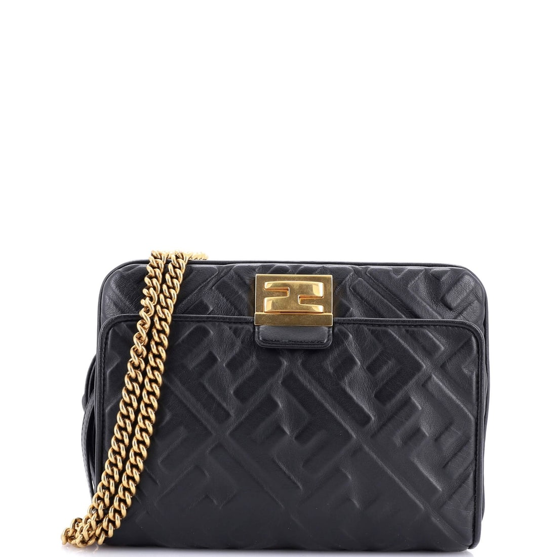 Fendi Upside Down Bag Zucca Embossed Leather: Fendi Upside Down Bag Zucca Embossed Leather The Fendi Upside Down Bag is a sleek and sophisticated accessory that showcases the brand's signature style. With its iconic Zucca embossed leather exterio