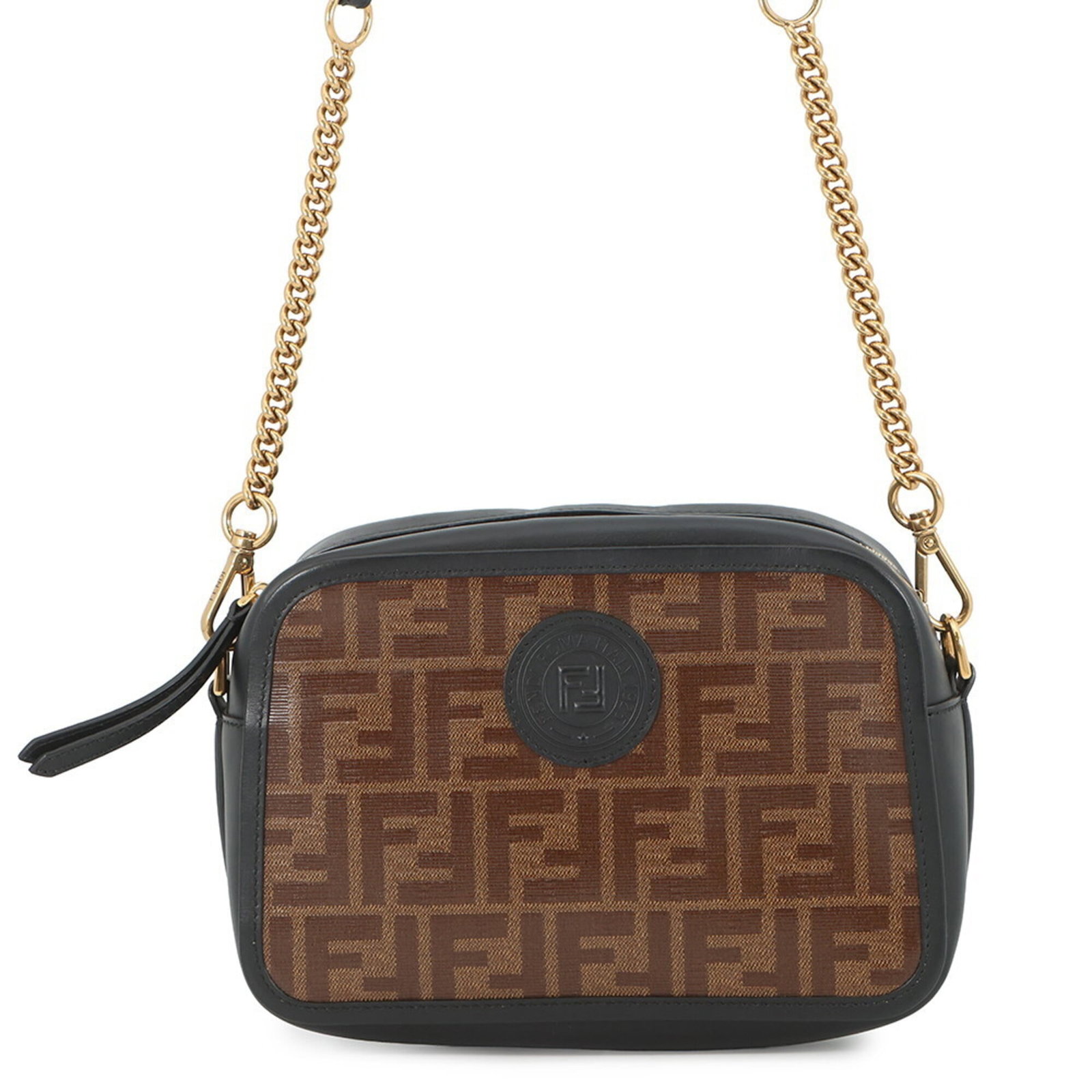 Fendi Handbag, Shoulder Bag Pvc, Leather: Fendi Handbag, Shoulder Bag Pvc, Leather A sleek and sophisticated Fendi shoulder bag, crafted from high-quality PVC and luxurious leather, boasts a timeless black and brown color combination that exu