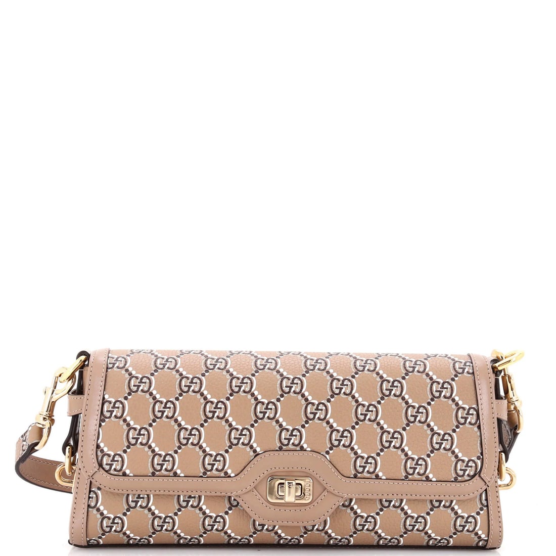Gucci Luce Shoulder Bag Optical GG Printed Leather Small: Gucci Luce Shoulder Bag Optical GG Printed Leather Small The Gucci Luce Shoulder Bag is a stylish and sophisticated accessory that exudes luxury with its optical GG printed leather exterior in rich