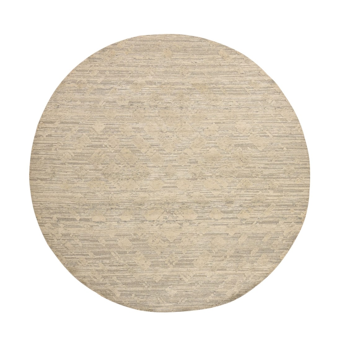 8'1"x8'1" Gray Undyed Natural Wool Modern Hand Knotted Round Rug: 8'1"x8'1" Gray Undyed Natural Wool Modern Hand Knotted Round Rug Experience the timeless beauty of India's rich cultural heritage in this stunning, hand-knotted wool rug. With its subtle grey hue and
