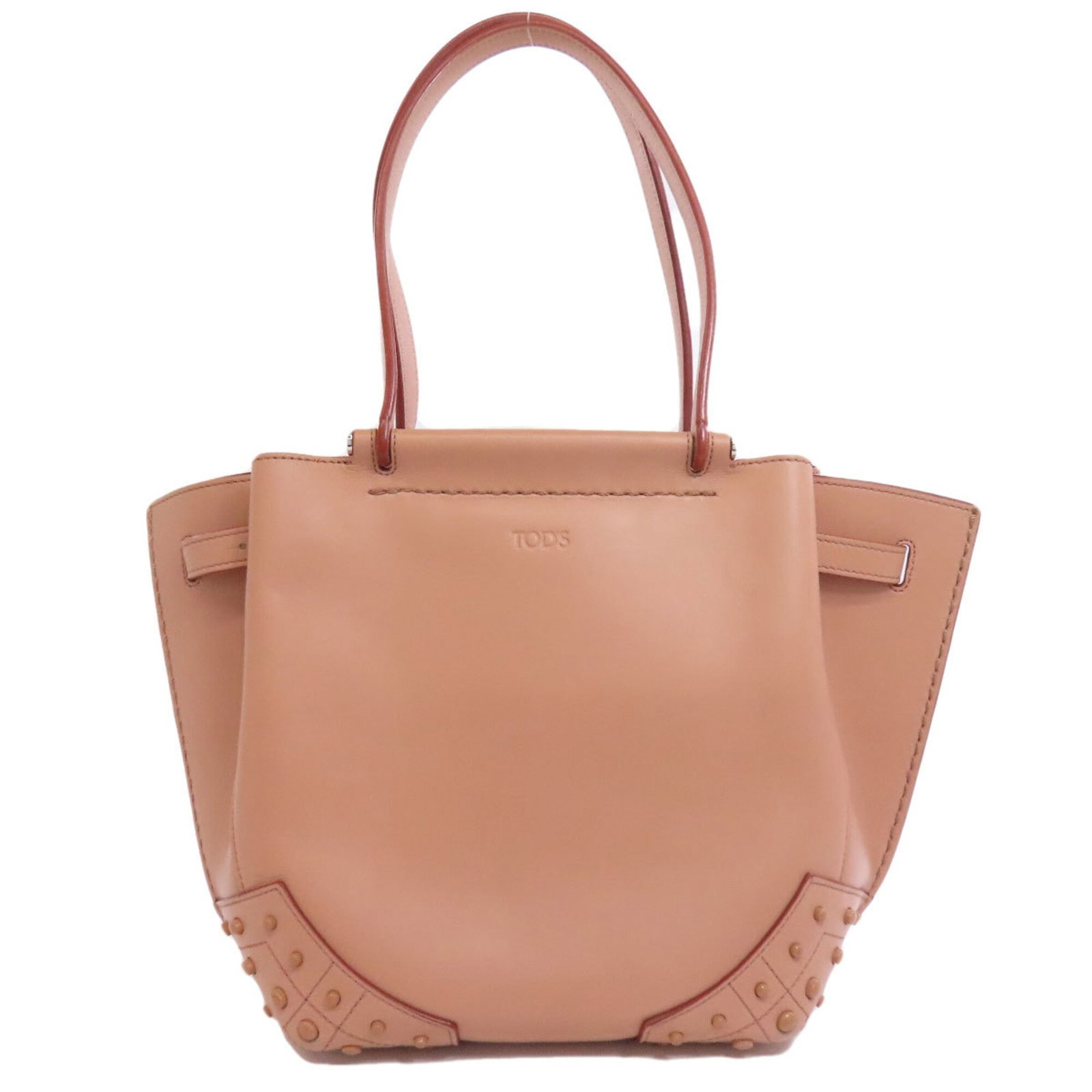 Tod's leather handbag: Tod's leather handbag A stunning Tod'S leather handbag in soft pink, adorned with a classic button closure and zippered pocket for added convenience. With its timeless design and premium materials,