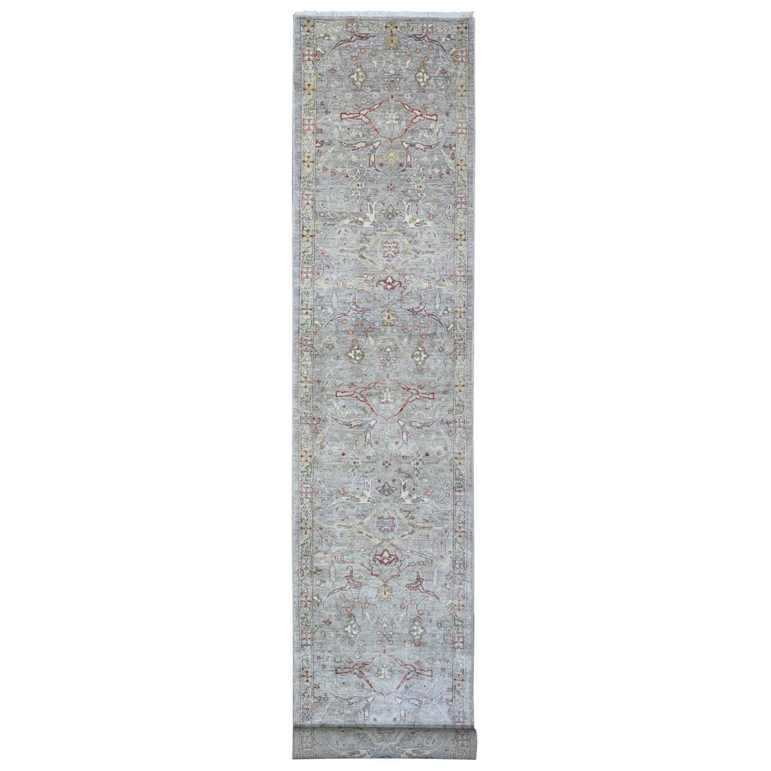 3'x19'9" Echo Gray Fine Aryana Collection XL Runner Oriental Rug (1 of 6)