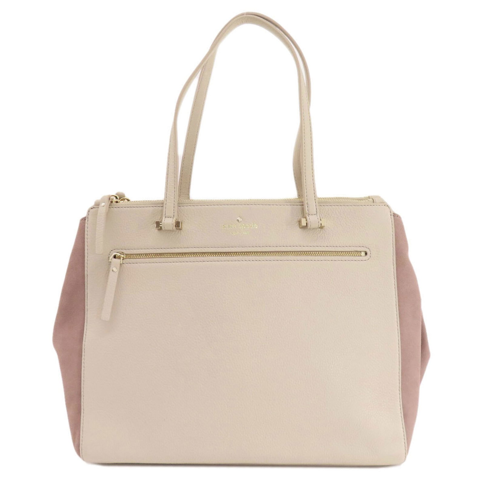 Kate Spade Tote Bag Leather: Kate Spade Tote Bag Leather This Kate Spade tote bag is a stylish and practical accessory, boasting a sleek suede leather exterior in a versatile beige or pink hue. With multiple pockets for