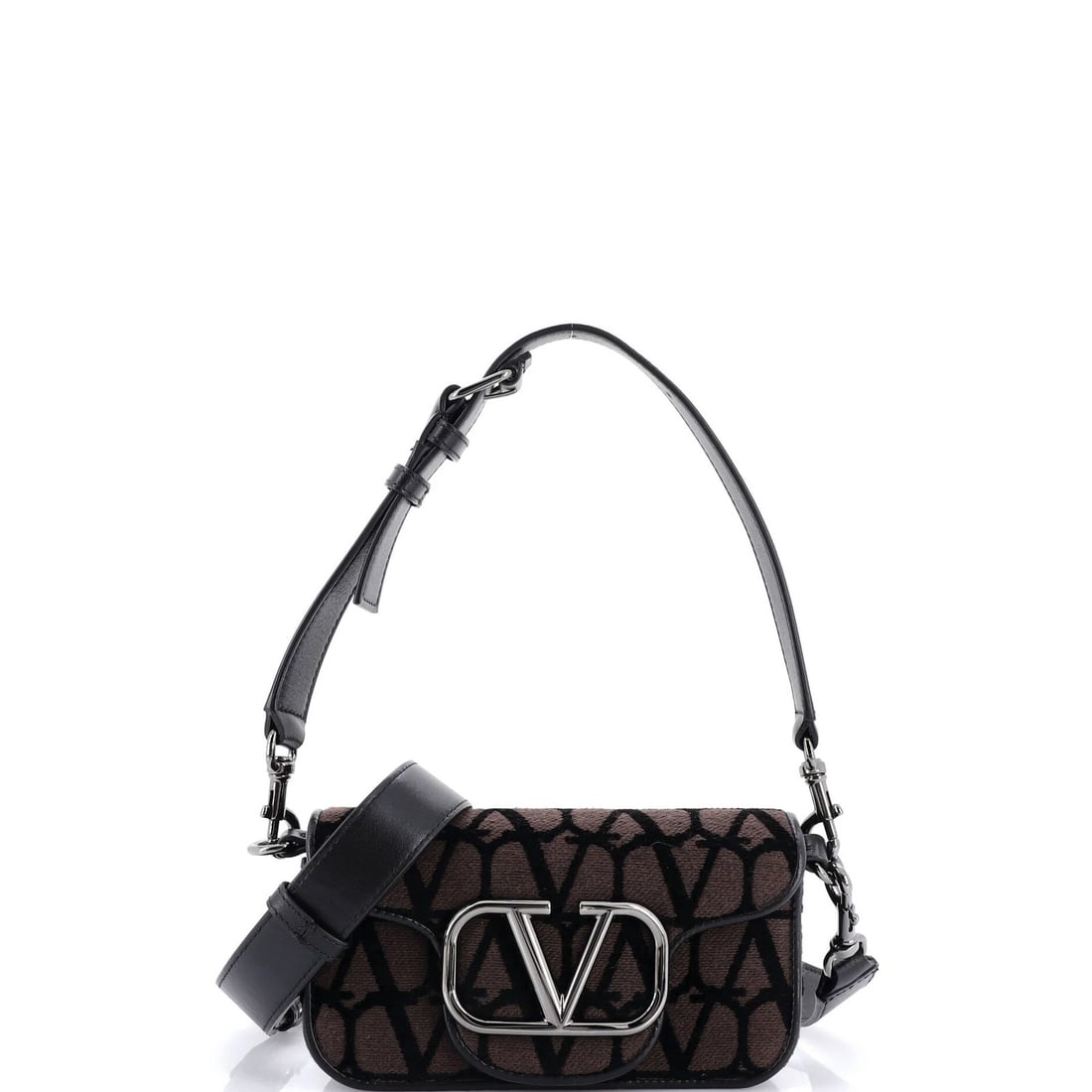 Valentino Garavani Small Iconograph Loco Flap Toile VLogo Shoulder Bag Fabric: Valentino Garavani Small Iconograph Loco Flap Toile VLogo Shoulder Bag Fabric Elevate your style with the iconic Valentino Garavani Small Iconograph Loco Flap Toile VLogo Shoulder Bag, boasting a