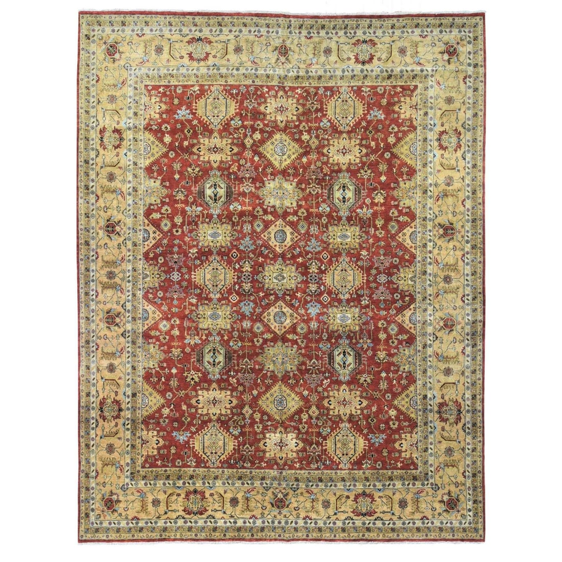 11'9"x14'10" Rust Red Karjihooz Hand Knotted Pure Wool Oversized Rug (1 of 9)