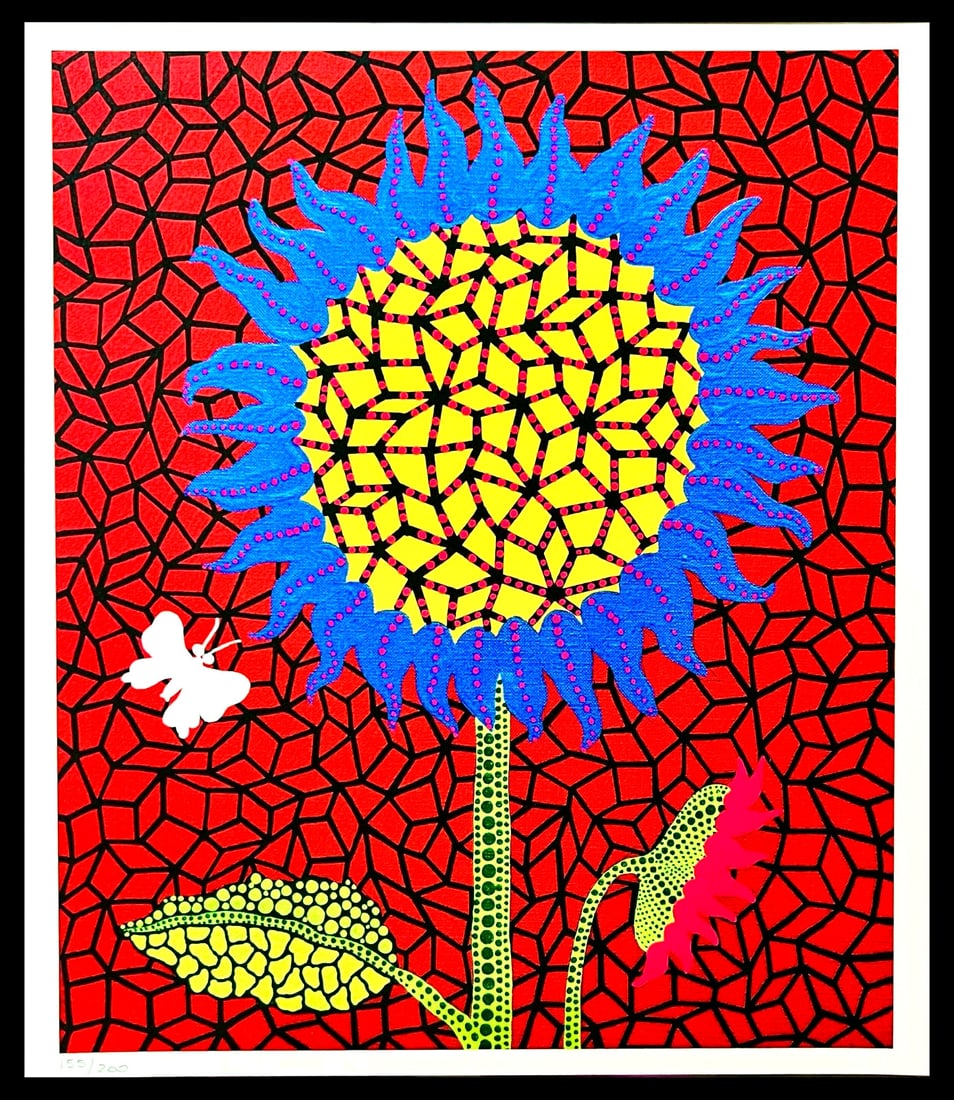 Yayoi Kusama Lithograph Mori Museum Limited Edition Numbered To 200: Yayoi Kusama Lithograph Mori Museum Limited Edition Numbered To 200 Experience the vibrant world of Yayoi Kusama with this limited edition lithograph, printed in 2011 by the esteemed Mori Art Museum.