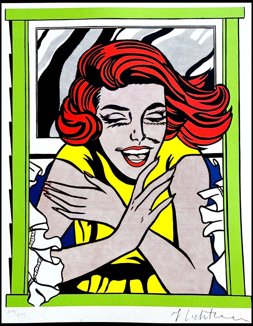 Roy Lichtenstein is a numbered limited lithograph.: Roy Lichtenstein is a numbered limited lithograph. Own a piece of Pop Art history with Roy Lichtenstein's iconic "Girl at the Window", a numbered limited lithograph from 1986. This beautifully crafted
