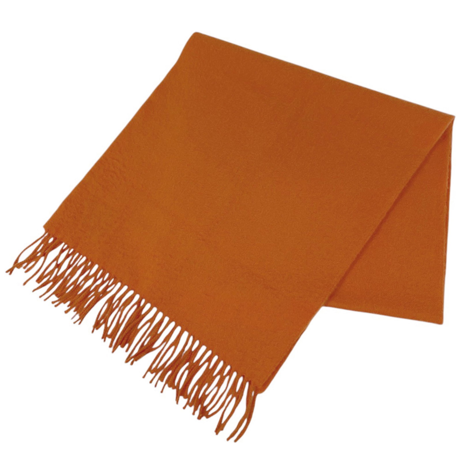 Hermes logo is a women's orange cashmere fringe scarf. (1 of 5)
