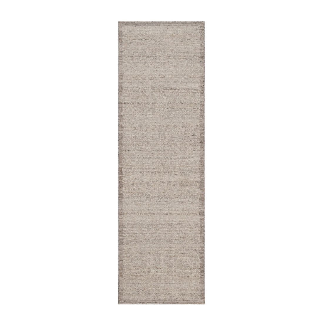 Hand Knotted Runner Rug 2'5"x8'2" Beaver Brown Modern Design Natural Wool (1 of 8)