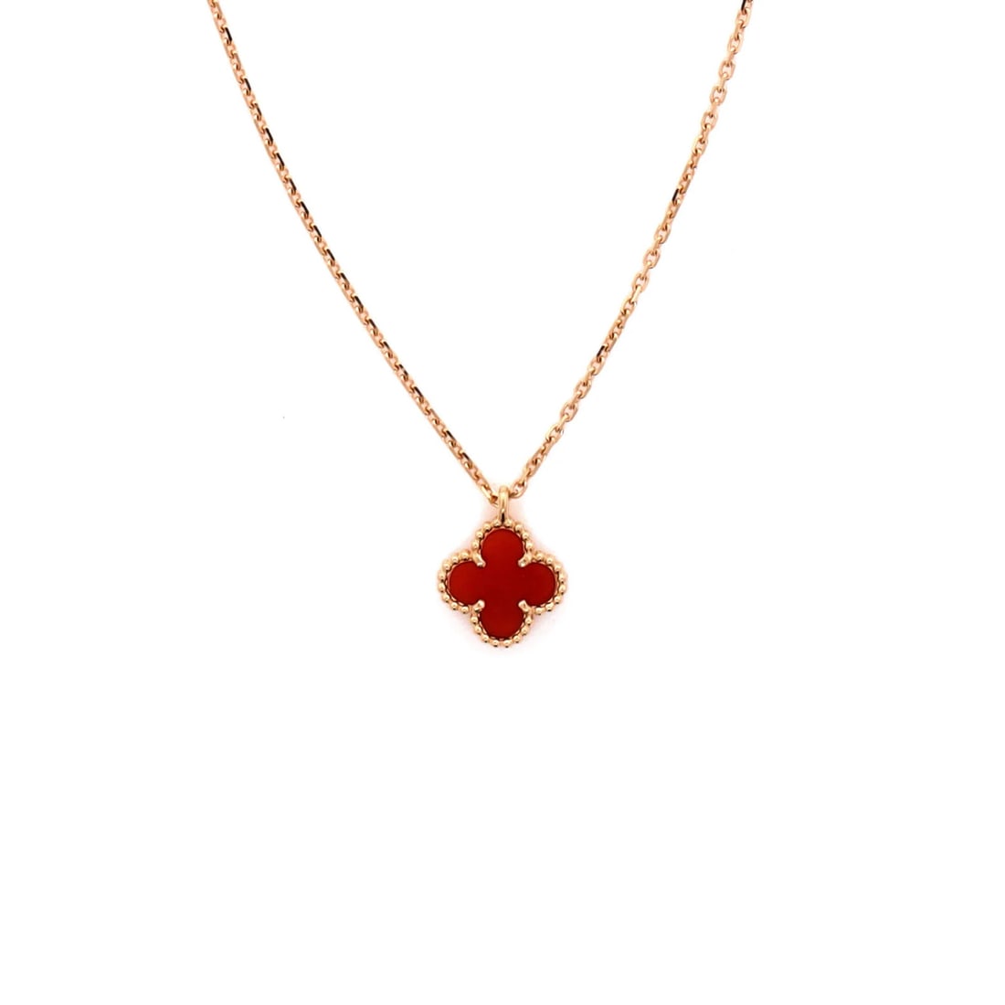 Van Cleef & Arpels Sweet Alhambra Pendant Necklace 18K Rose Gold and Carnelian (1 of 4)