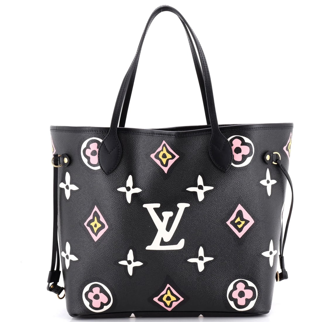 Louis Vuitton Neverfull NM Giant Monogram Wild Tote at Heart Tote: Louis Vuitton Neverfull NM Giant Monogram Wild Tote at Heart Tote Own the iconic style of Louis Vuitton with this stunning Neverfull NM Giant Monogram Wild Tote at Heart, boasting a timeless black