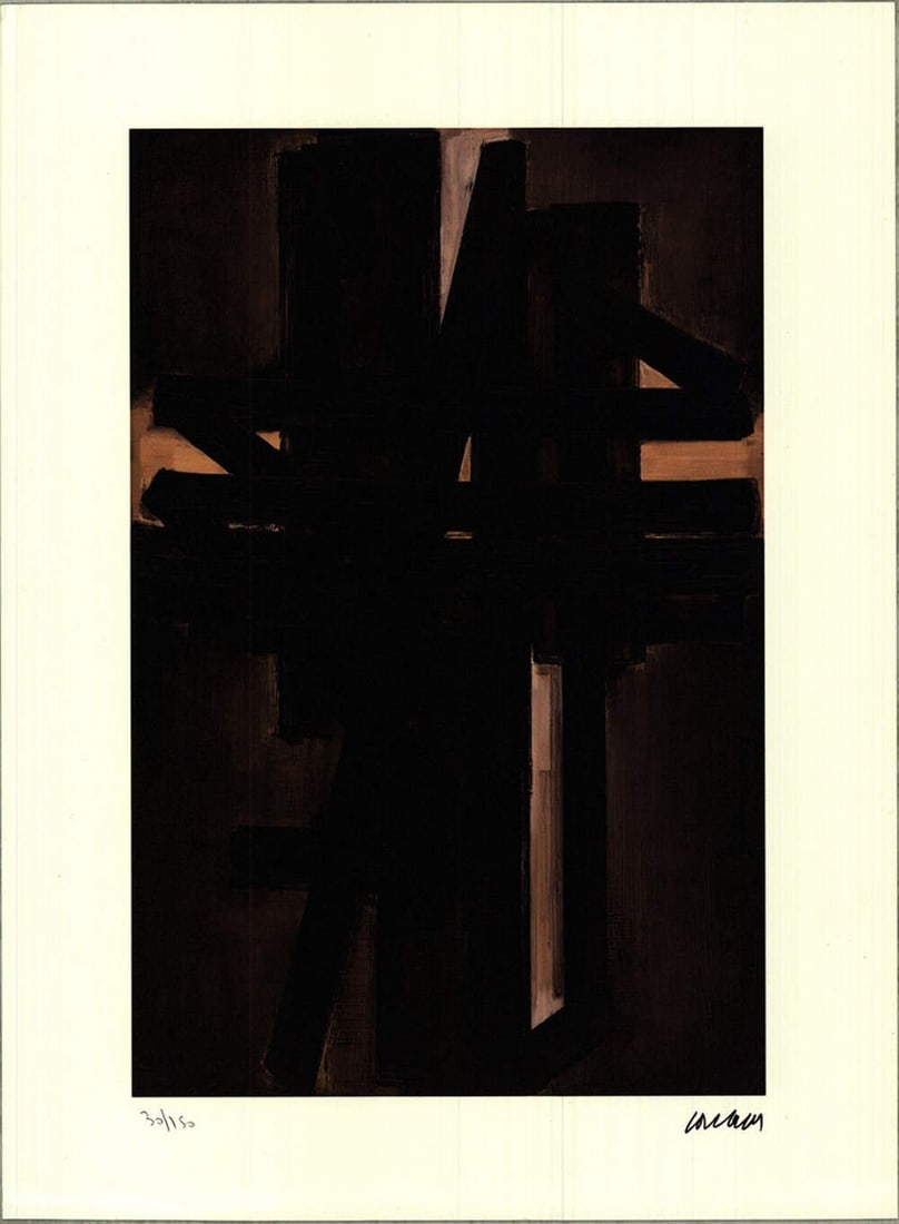 PIERRE SOULAGES Composition May 1953 15" x 11" Lithograph 2015 Modernism (1 of 4)