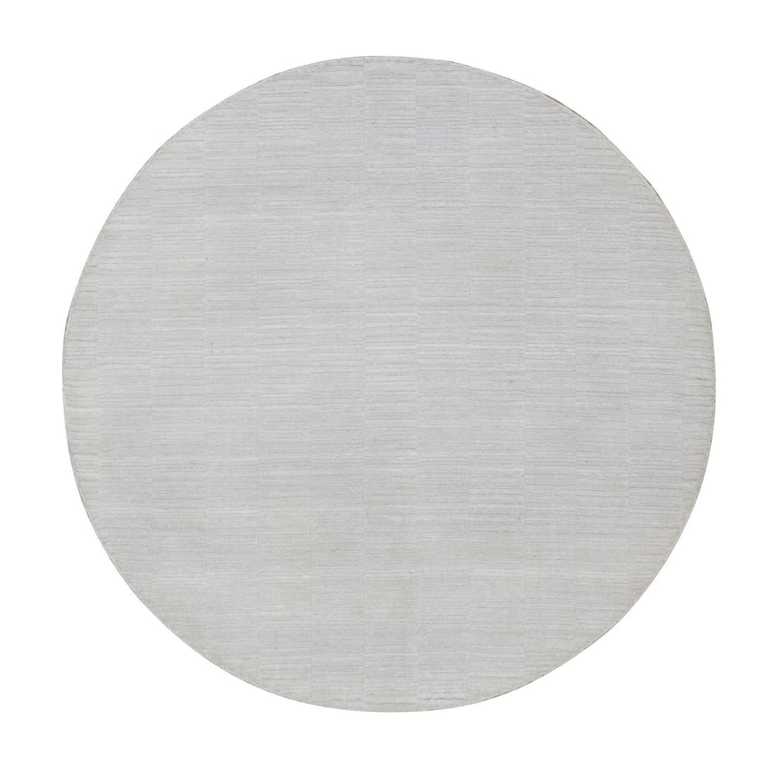 5'x5' Ivory Hand Loomed Plain Modern Striae Design Soft Wool Round Rug (1 of 8)