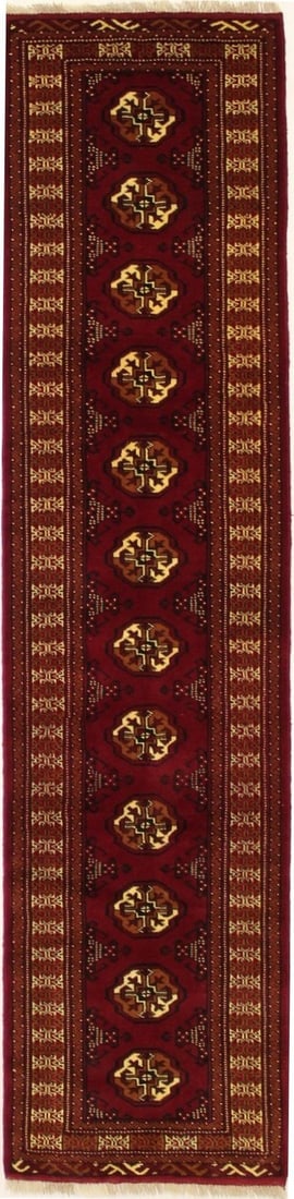 Hand-Knotted Oriental Runner Rug 2'4X9'7 ft Geometric Tribal Hallway Carpet (1 of 13)