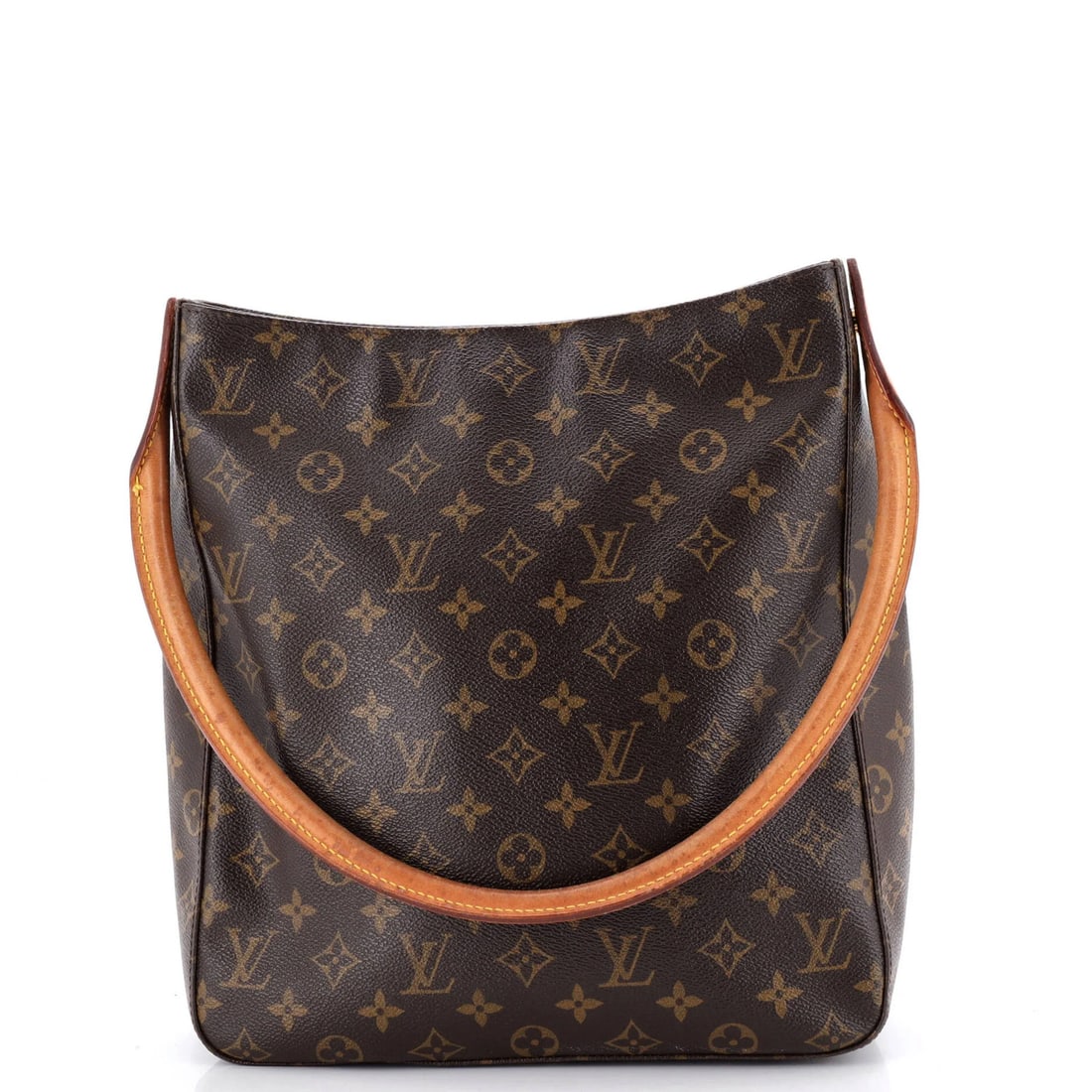 Louis Vuitton Looping Handbag Monogram Canvas GM: Louis Vuitton Looping Handbag Monogram Canvas GM Experience the timeless elegance of Louis Vuitton's iconic Looping Handbag, crafted from rich brown canvas and adorned with the signature monogram