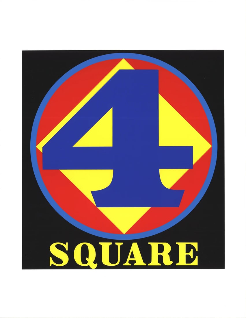ROBERT INDIANA Polygon: Square (Number Four) 22" x 17" Serigraph 1997 Pop Art Bl (1 of 1)