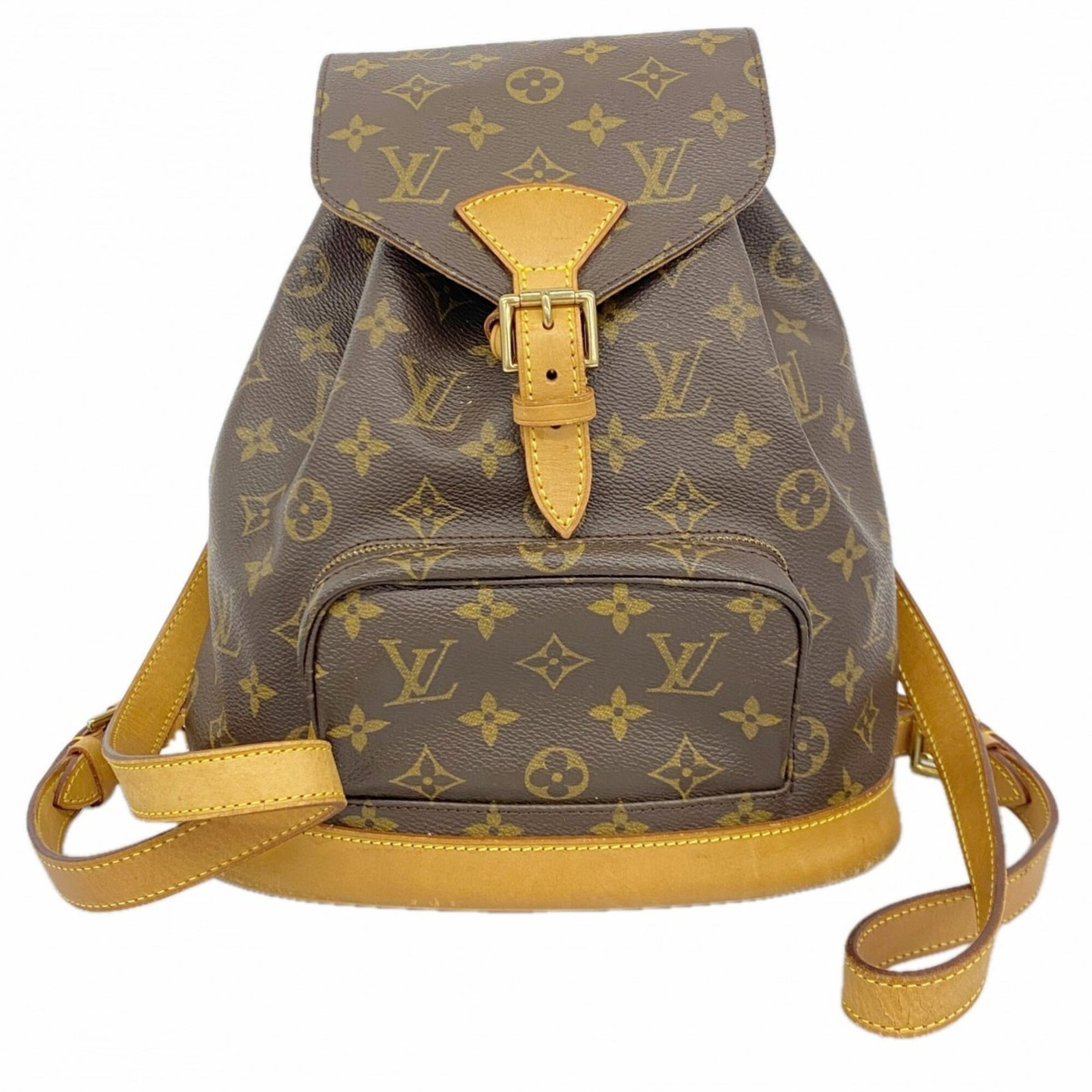 Louis Vuitton Backpack: Louis Vuitton Backpack A pre-owned Louis Vuitton backpack in rich brown leather, boasting the iconic monogram pattern and timeless design that exudes luxury and sophistication. With its spacious