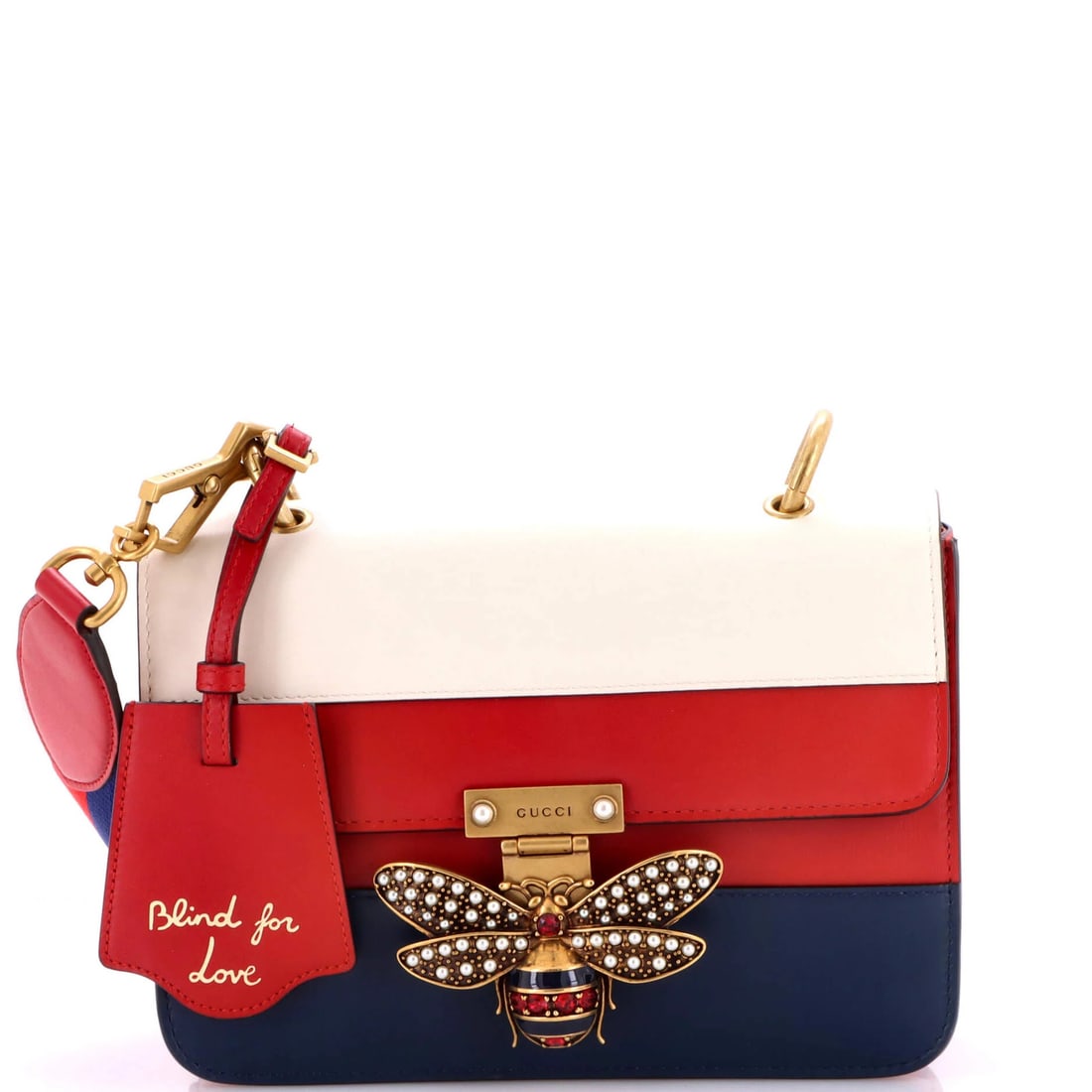 Gucci medium leather flap bag colorblock by queen Margaret (1 of 6)