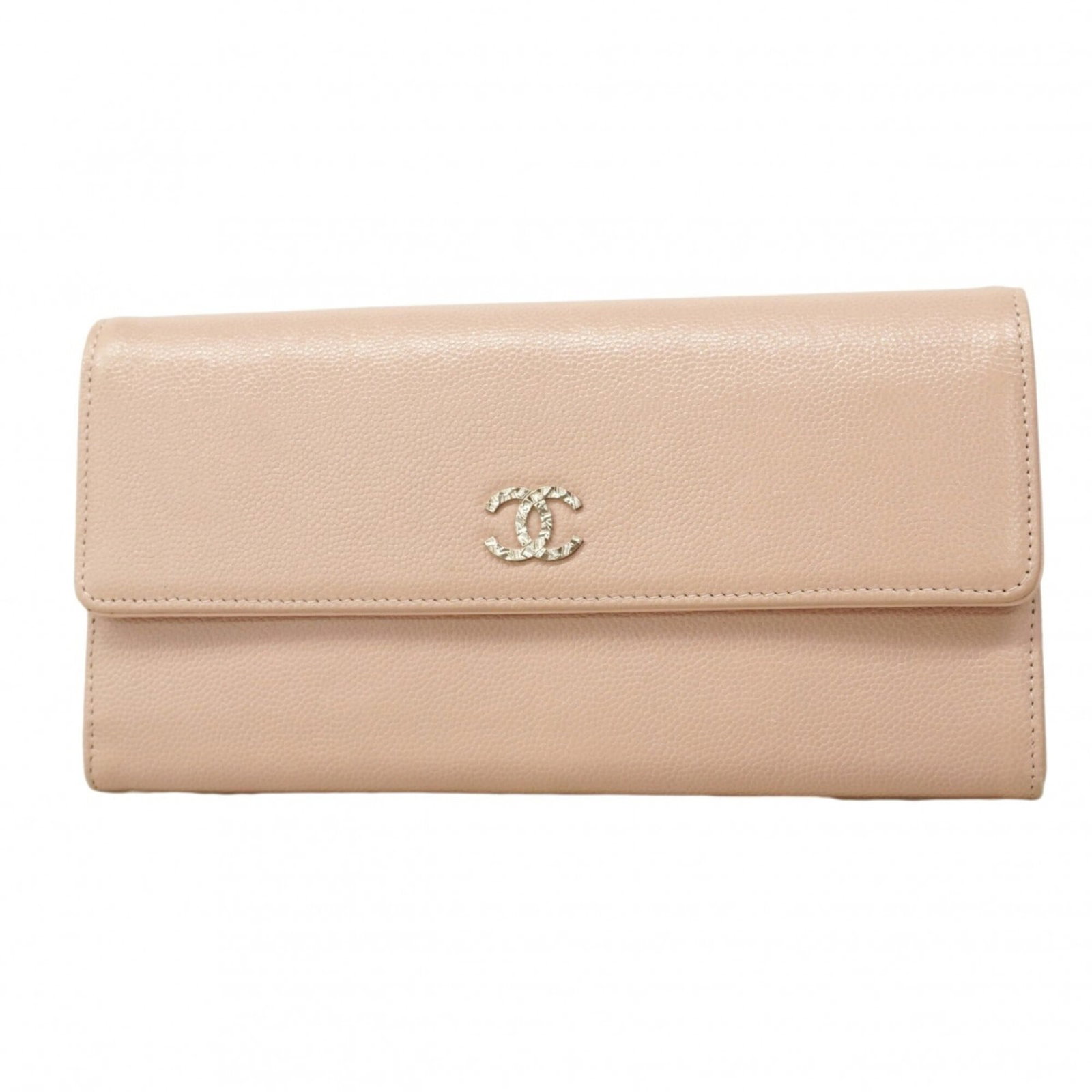 Chanel Grained Calfskin Bi Fold Wallet: Chanel Grained Calfskin Bi Fold Wallet A chic and timeless piece from the iconic Chanel brand, this pink bi-fold wallet boasts luxurious grained calfskin that adds a touch of sophistication to any out