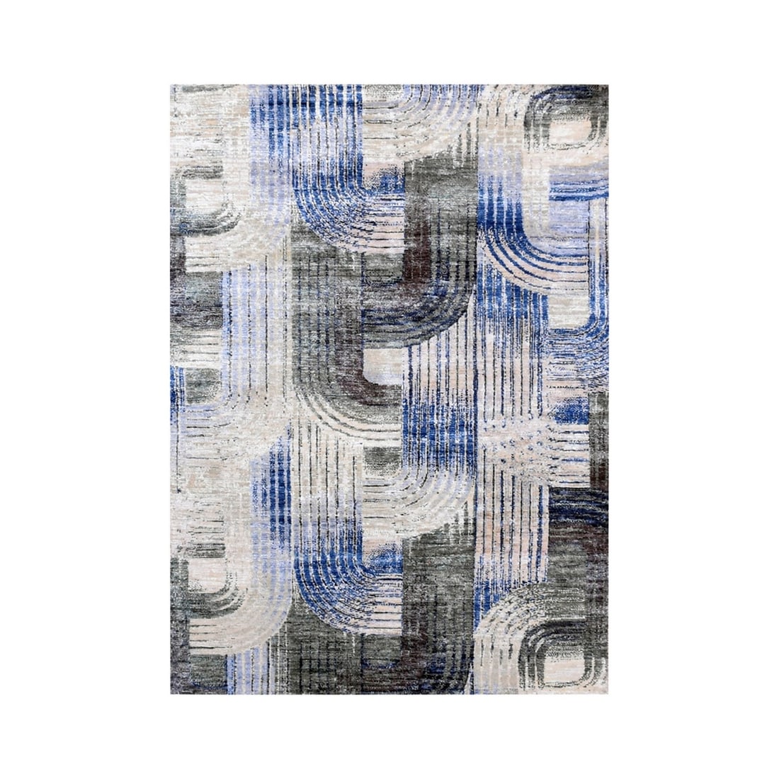 4'x6'1" THE INTERTWINED PASSAGE Silk with Textured Wool Hand Knotted Rug: 4'x6'1" THE INTERTWINED PASSAGE Silk with Textured Wool Hand Knotted Rug Experience the rich beauty of India in your home with this stunning 4'x6'1" hand-knotted rug, expertly woven from wool and