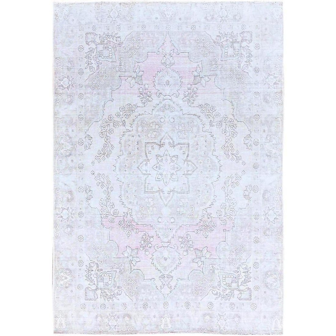 6'2"x8'8" Ivory Zoroastrian Pink Highlights Oriental Rug (1 of 12)