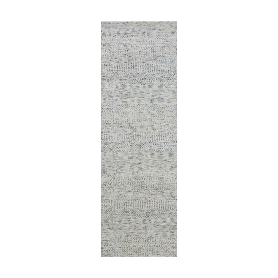 2'6"x8' Repose Gray Hand Knotted Undyed Wool Grass Design Runner Rug: 2'6"x8' Repose Gray Hand Knotted Undyed Wool Grass Design Runner Rug Experience the timeless beauty of traditional Indian craftsmanship with this stunning Repose Gray Hand Knotted Wool Grass Design