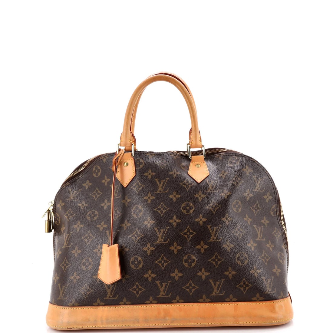 Louis Vuitton Alma Handbag Monogram Canvas GM: Louis Vuitton Alma Handbag Monogram Canvas GM The iconic Louis Vuitton Alma handbag is a timeless classic, boasting the signature monogram canvas GM pattern and rich brown exterior color. With its
