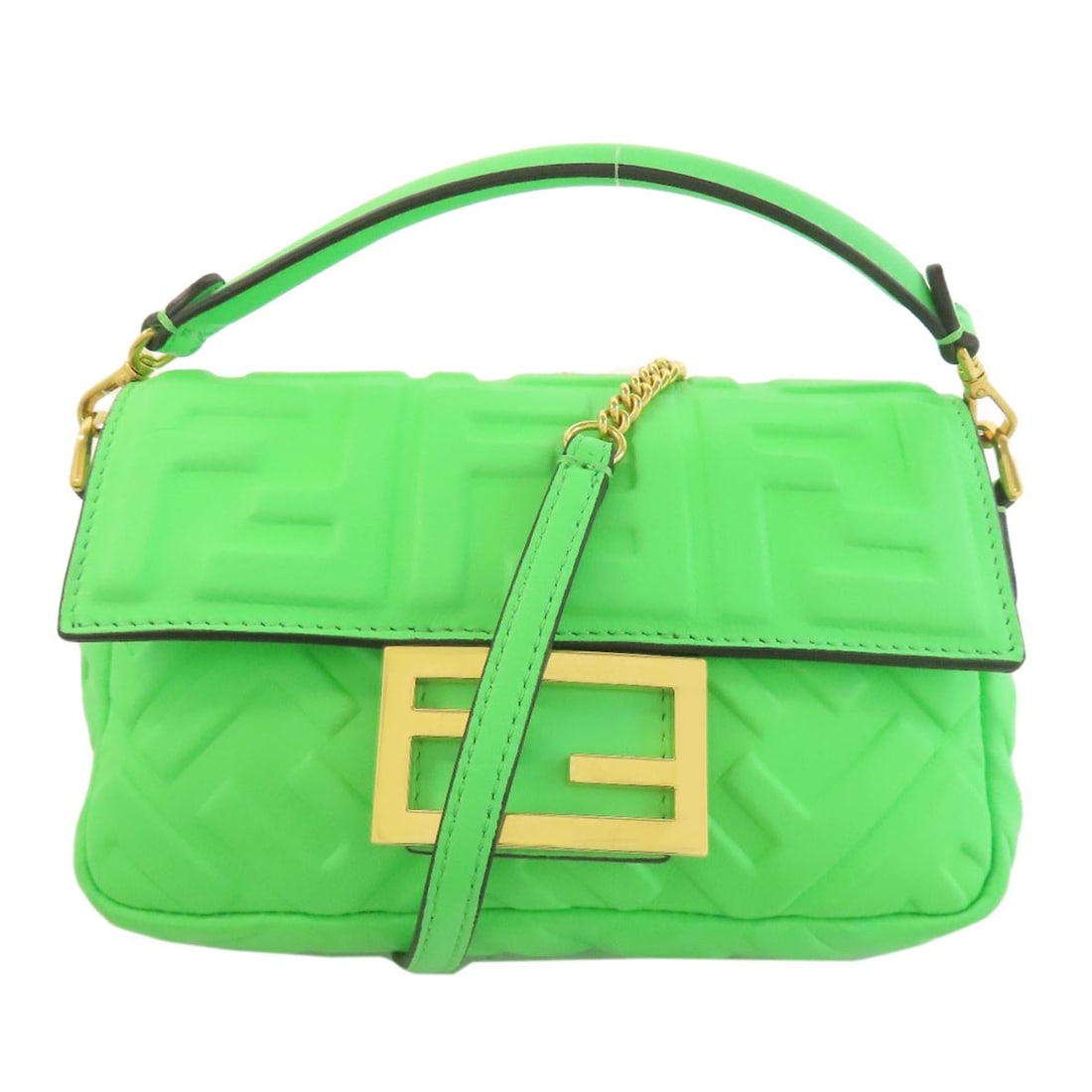 FENDI Zucca pattern 2WAY Handbag Calf: FENDI Zucca pattern 2WAY Handbag Calf Elevate your style with the iconic FENDI Zucca pattern, expertly crafted on high-quality calf leather in a soft light green hue. This versatile 2WAY handbag is