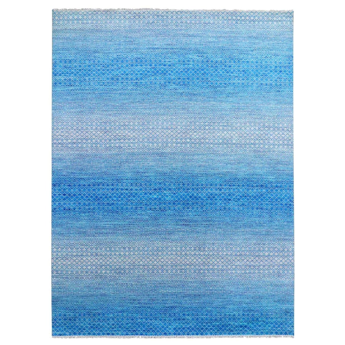 9'1"x12'2" Blue Hand Knotted Chiaroscuro Collection Wool Oriental Rug (1 of 11)