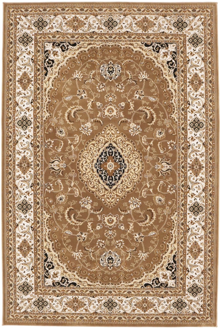 Oriental machine-made area rug home decor carpet brown floral style vintage 5x8. (1 of 16)