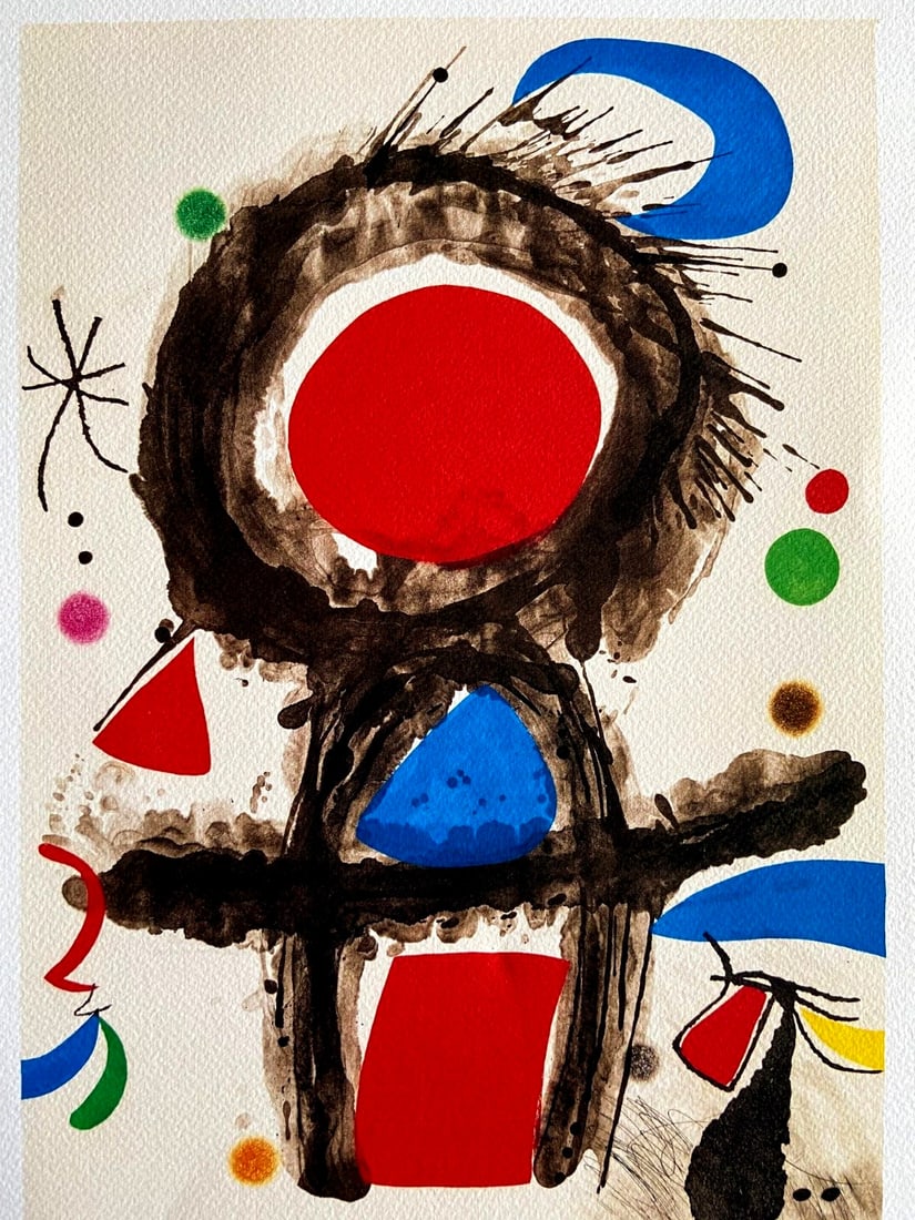 Joan Mir Pico De La Mirandola is a lithograph op.: Joan Mir Pico De La Mirandola is a lithograph op. A rare and striking lithograph by Joan Mir, 'Pico de la Mirandola' is a testament to the artist's unique vision. Printed in 1984 by Atlantis Verlag in