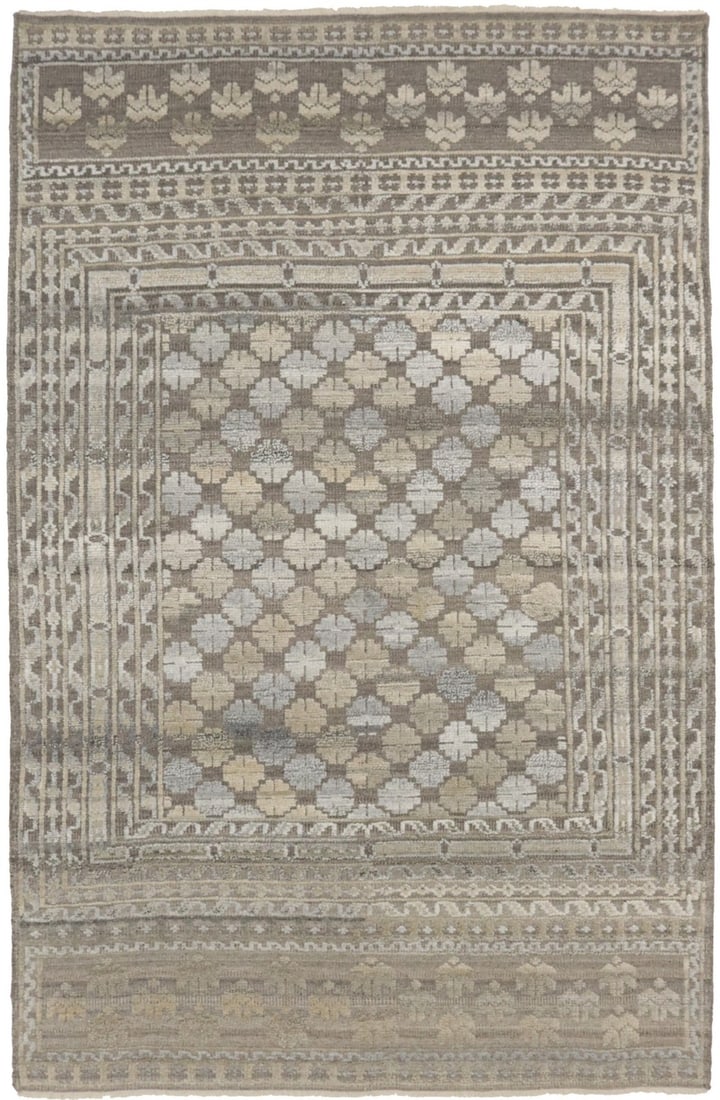 6x9 Handmade High-Low Relief Modern Oriental Rug Rare Contemporary Carpet: 6x9 Handmade High-Low Relief Modern Oriental Rug Rare Contemporary Carpet Experience the unique beauty of this stunning, handmade high-low relief modern oriental rug, expertly crafted with wool and bo