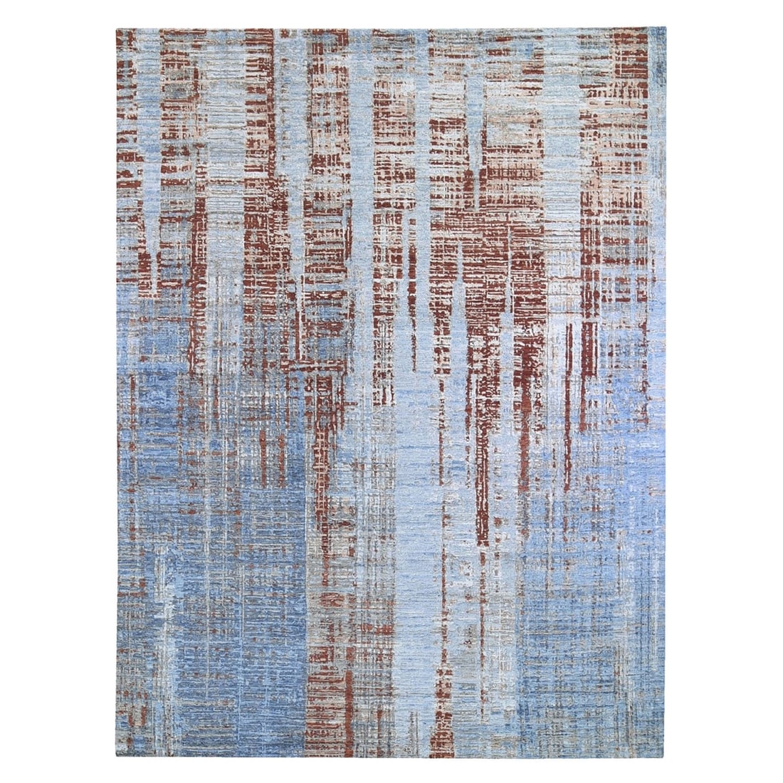 9'x12'2" Hi-Low Pile Abstract Design Denser Weave Wool&Silk Hand Made Rug (1 of 12)