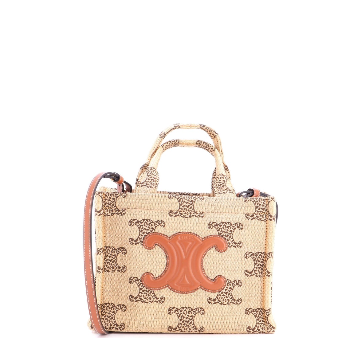 Small Celine Raffia Triomphe Thais Tote Cabas Jacquard (1 of 5)