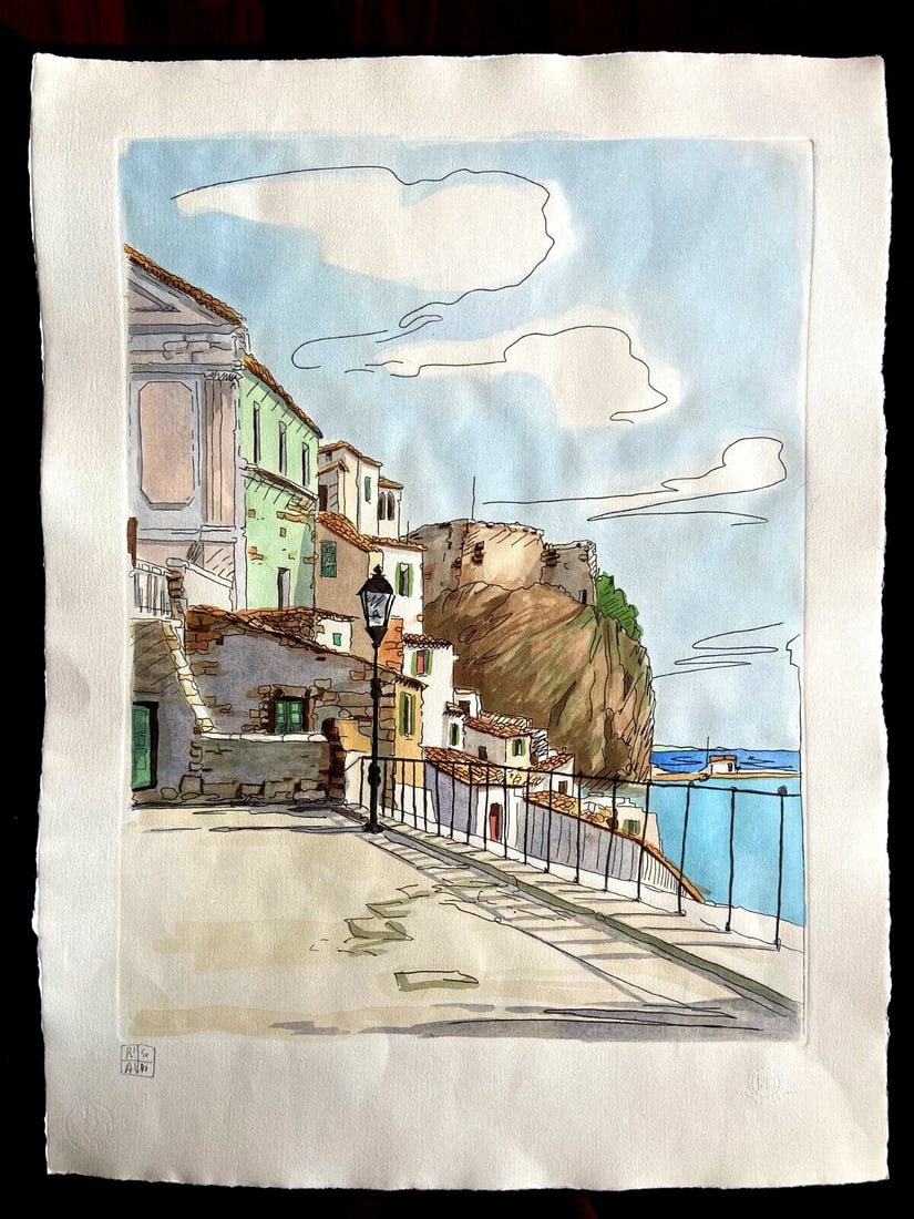 Aldo Riso "Scilla" 60x80 -Painted Etching - Authenticated - 2