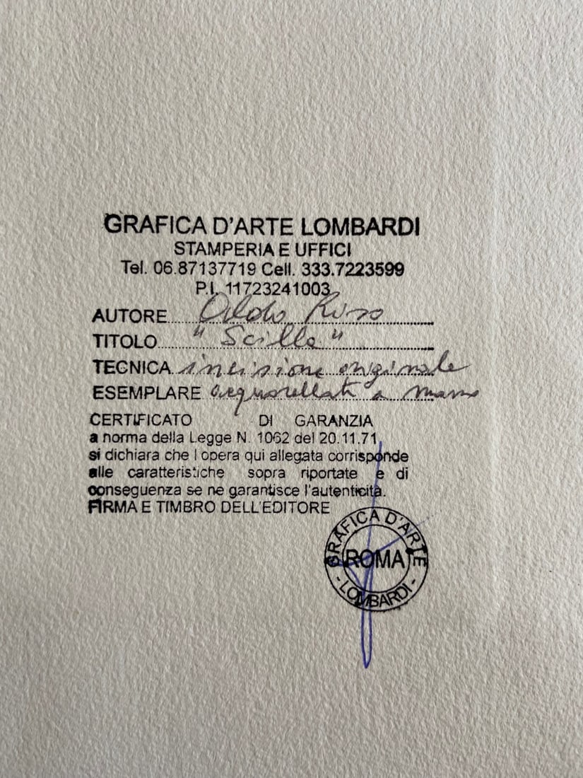 Aldo Riso "Scilla" 60x80 -Painted Etching - Authenticated - 9