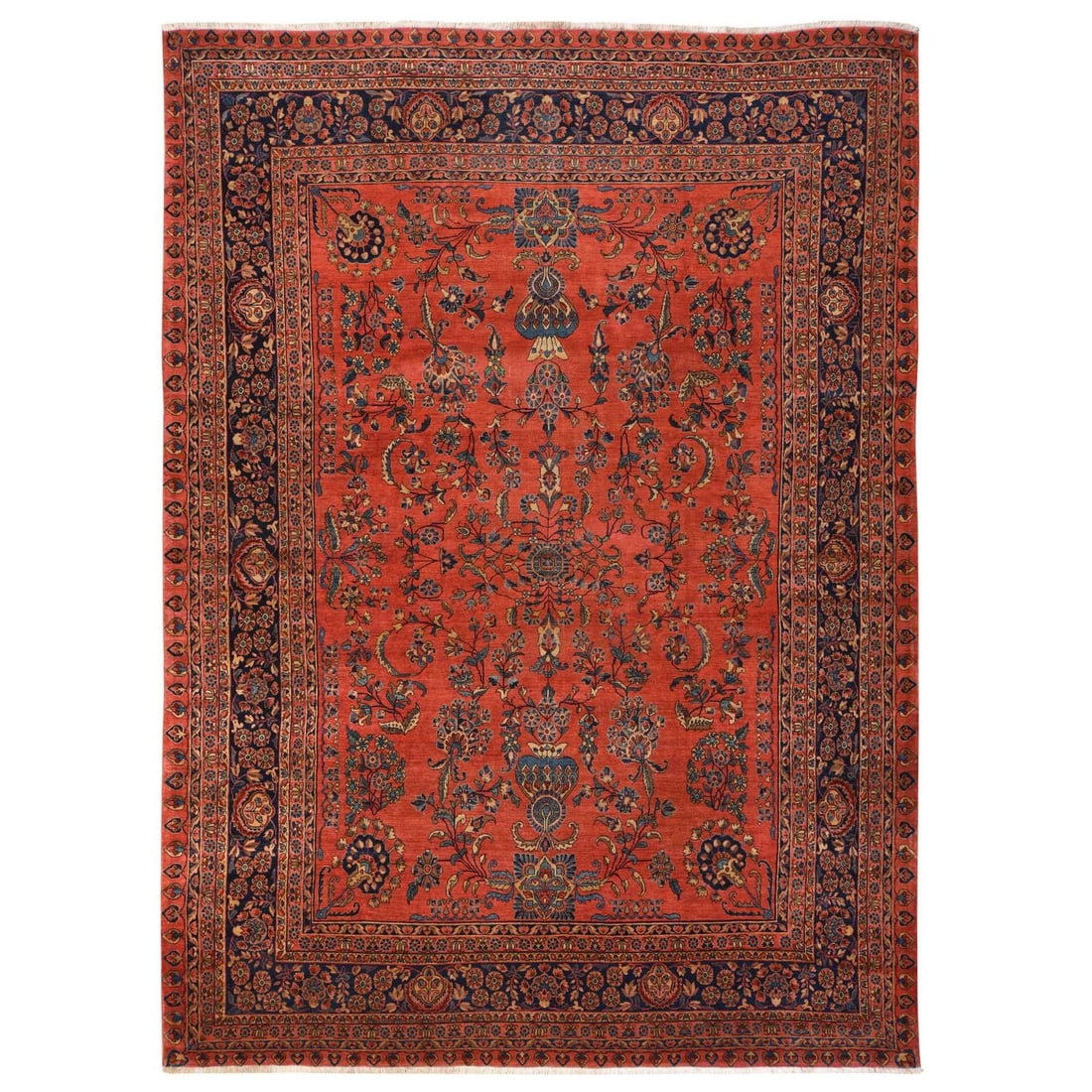 10'4"x14' Chili Red Hand Knotted Rug Antique Zoroastrian Saroogh Pure Wool (1 of 9)
