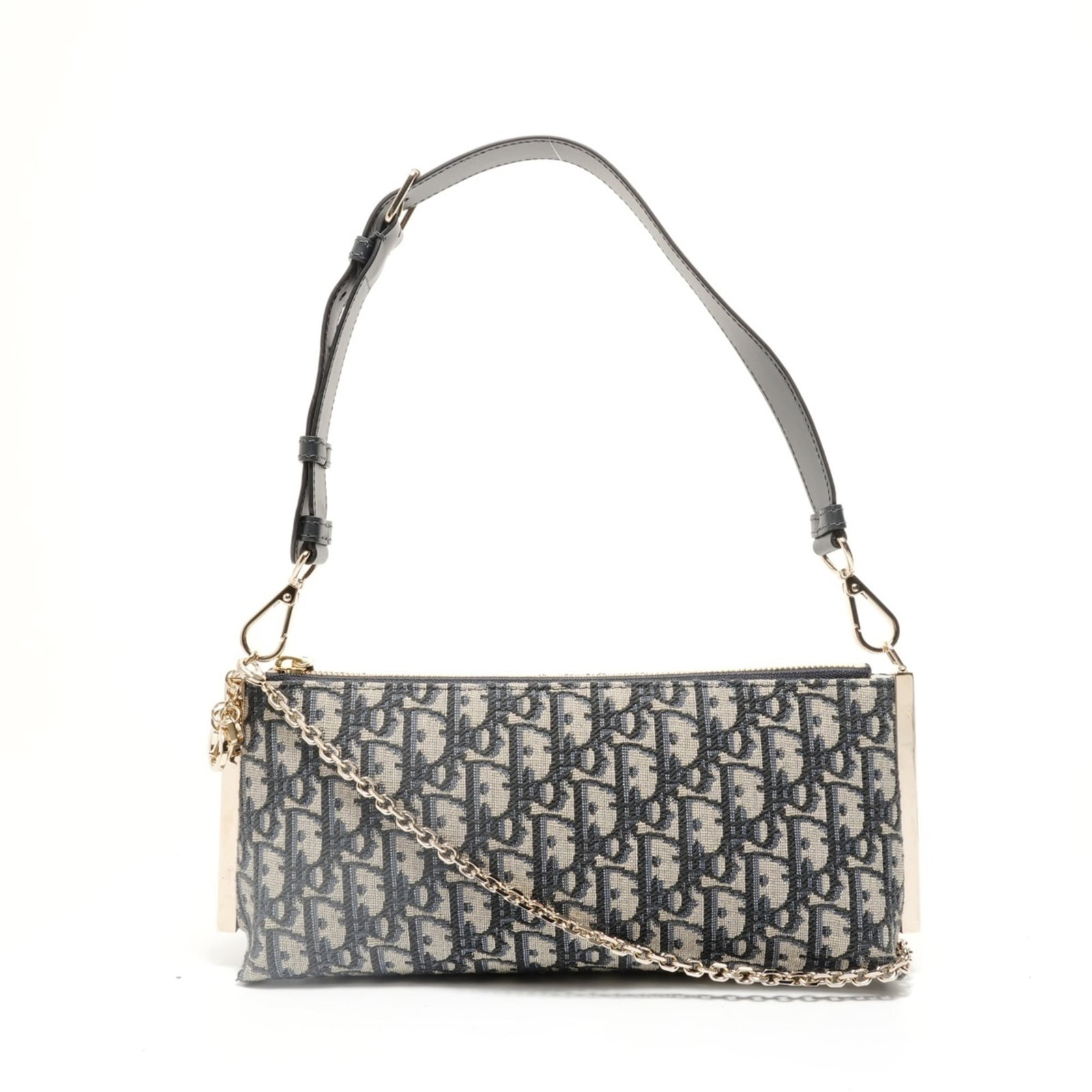 Christian Dior Canvas Shoulder Bag: Christian Dior Canvas Shoulder Bag Elevate your everyday style with the timeless charm of Christian Dior's canvas shoulder bag, boasting a classic navy hue and structured silhouette that exudes